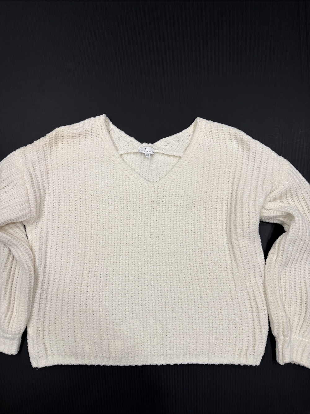 True Craft Cream V-Neck Knit Sweater